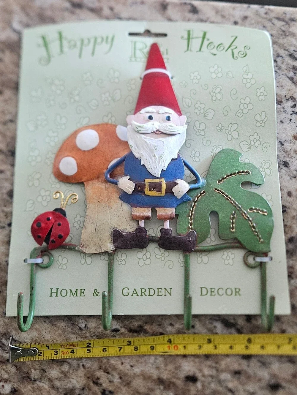 Gnome Wall Hook - Red Hat, Blue Outfit, Green Leaf
